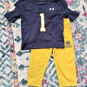 Under Armour Notre Dame Navy and Yellow Shirt & Pants Set